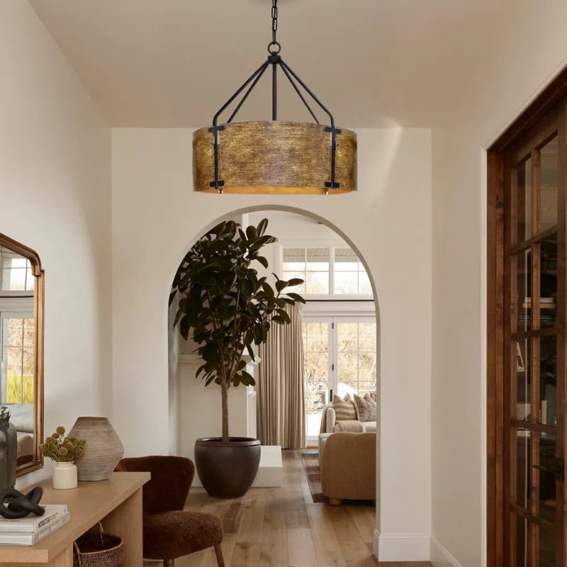 Lampa wisząca Drum w salonie na korytarzu