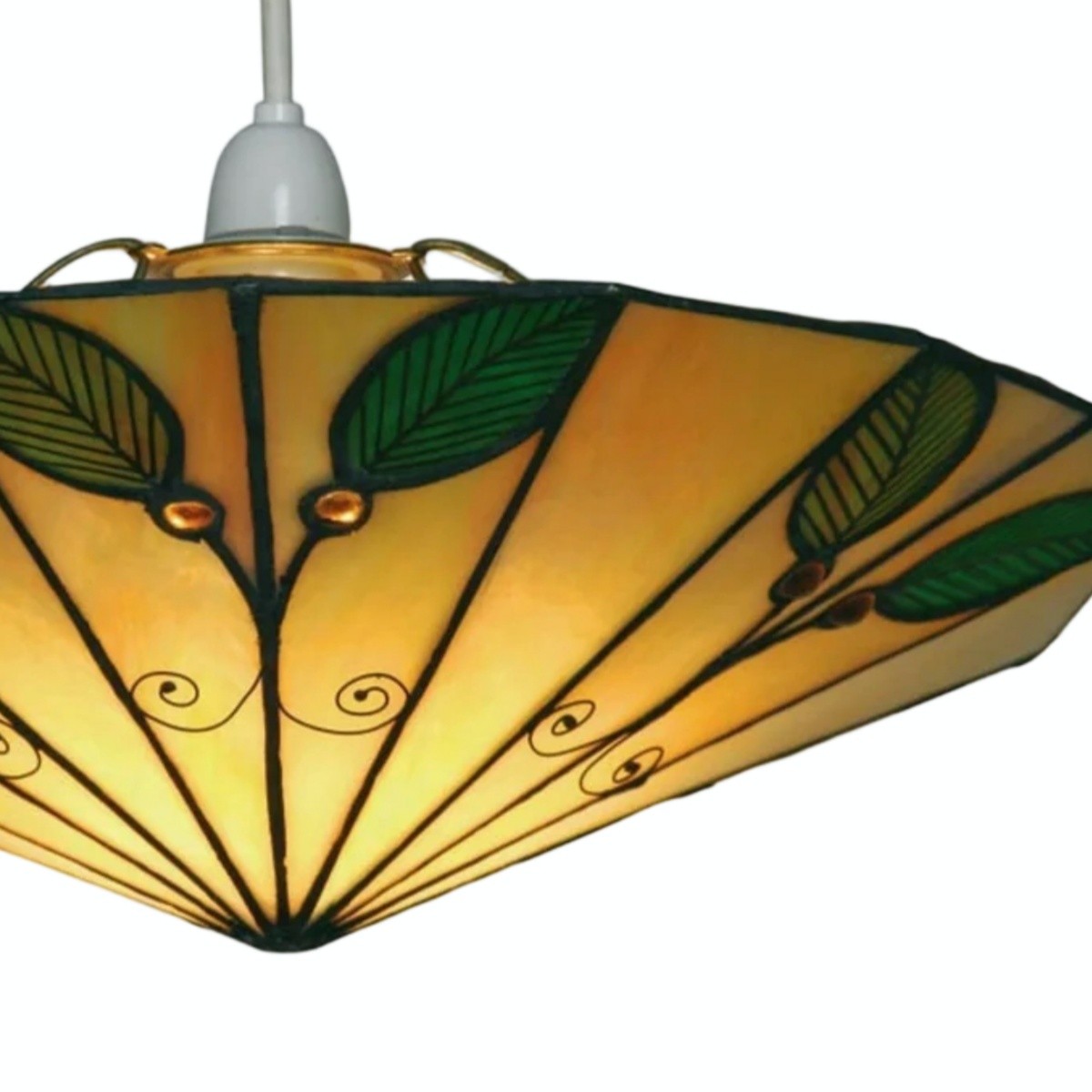 TF Harken Tiffany Style Leaf Pendant Shade Stained Glass Lamp Shade for Living Room and Bedroom T644