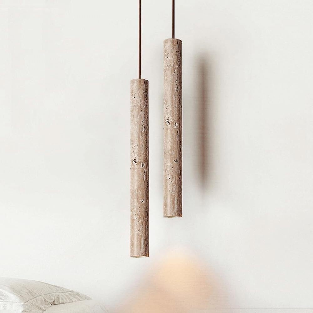 Marbled Travertine Cylinder Modern Pendant Light D857