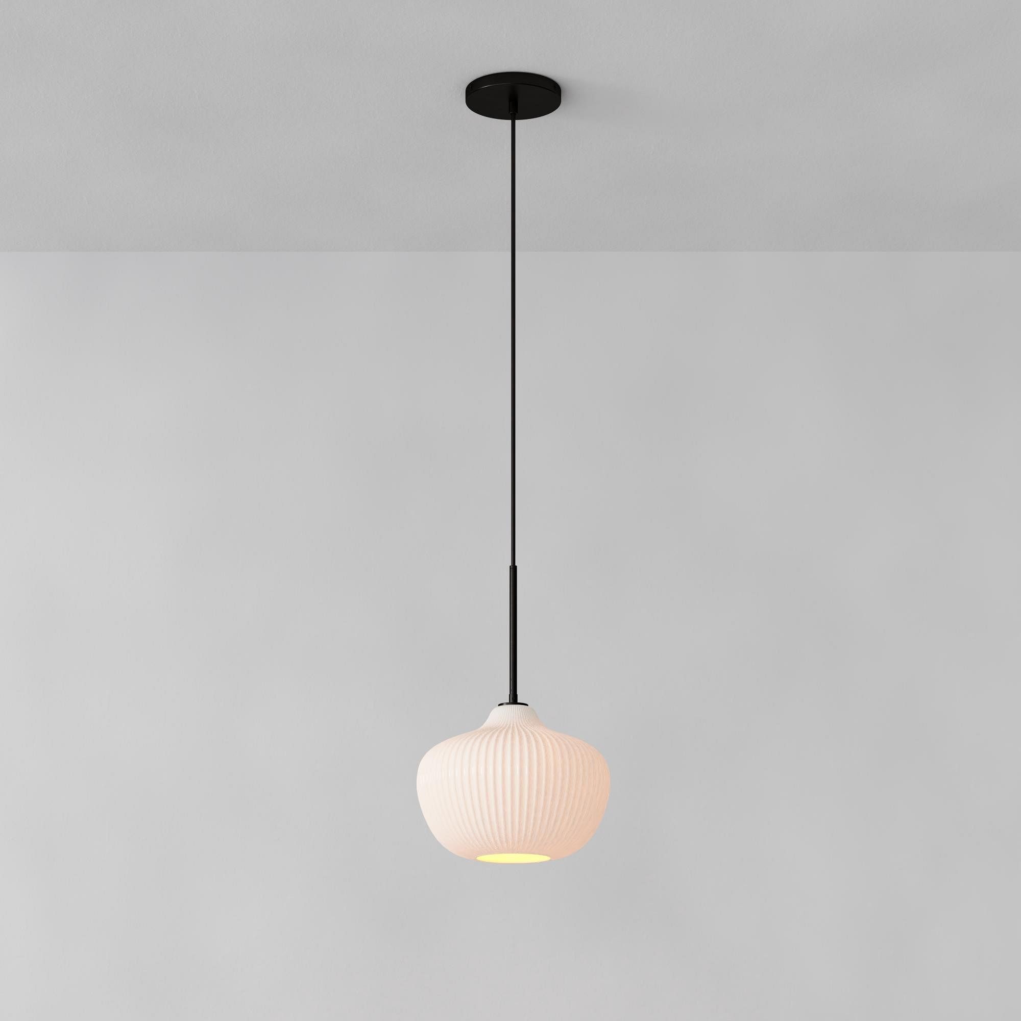 Rivrona Ribbed Pendant – Modern Ribbed Glass Light with Metal Finish T245