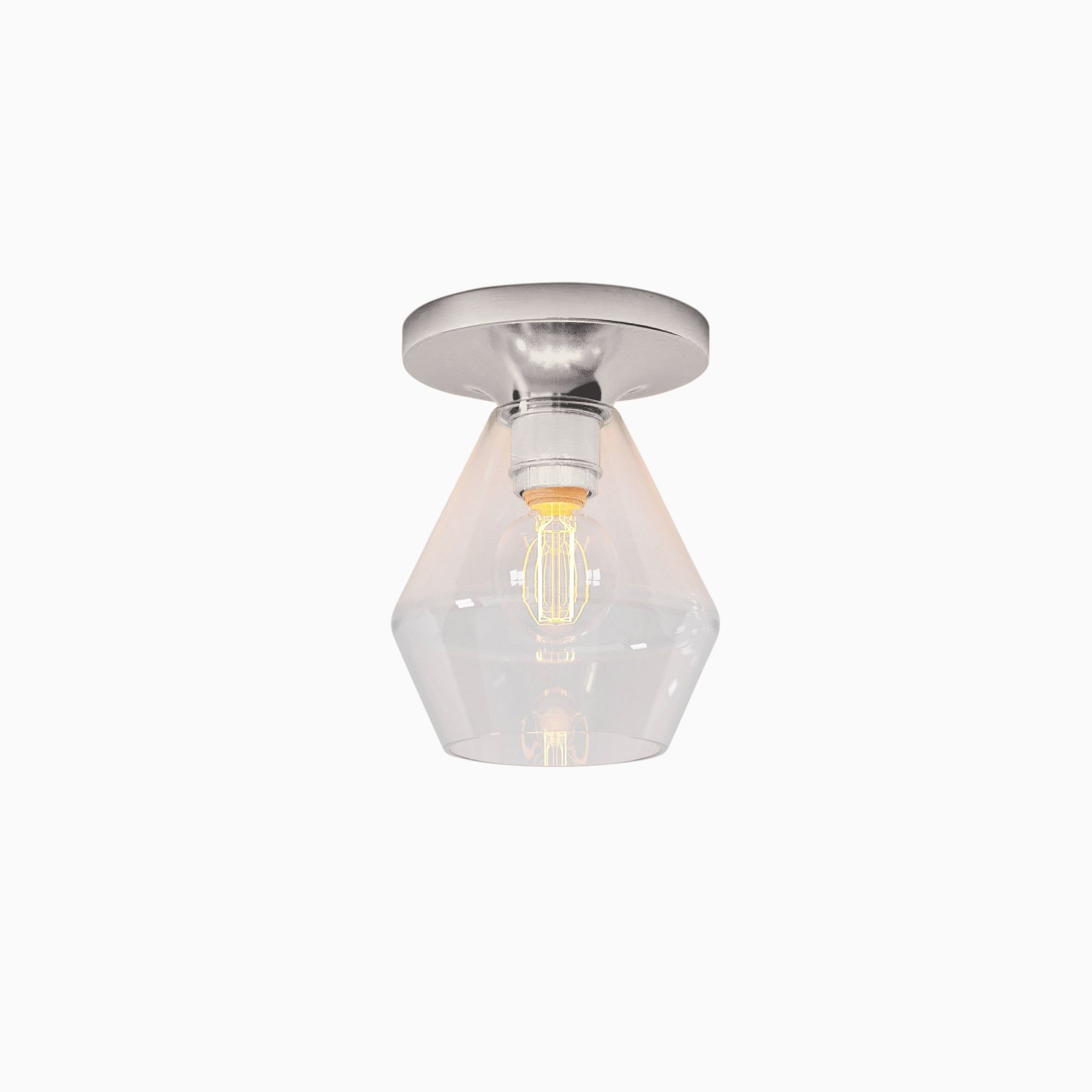 Merin Minimalist Sleek Geometric Glass Flushmount Light T155