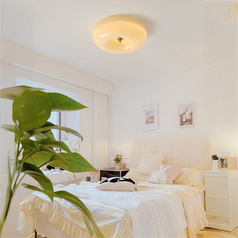 Bauhaus Glass Cream Pudding Ceiling Lamp S151