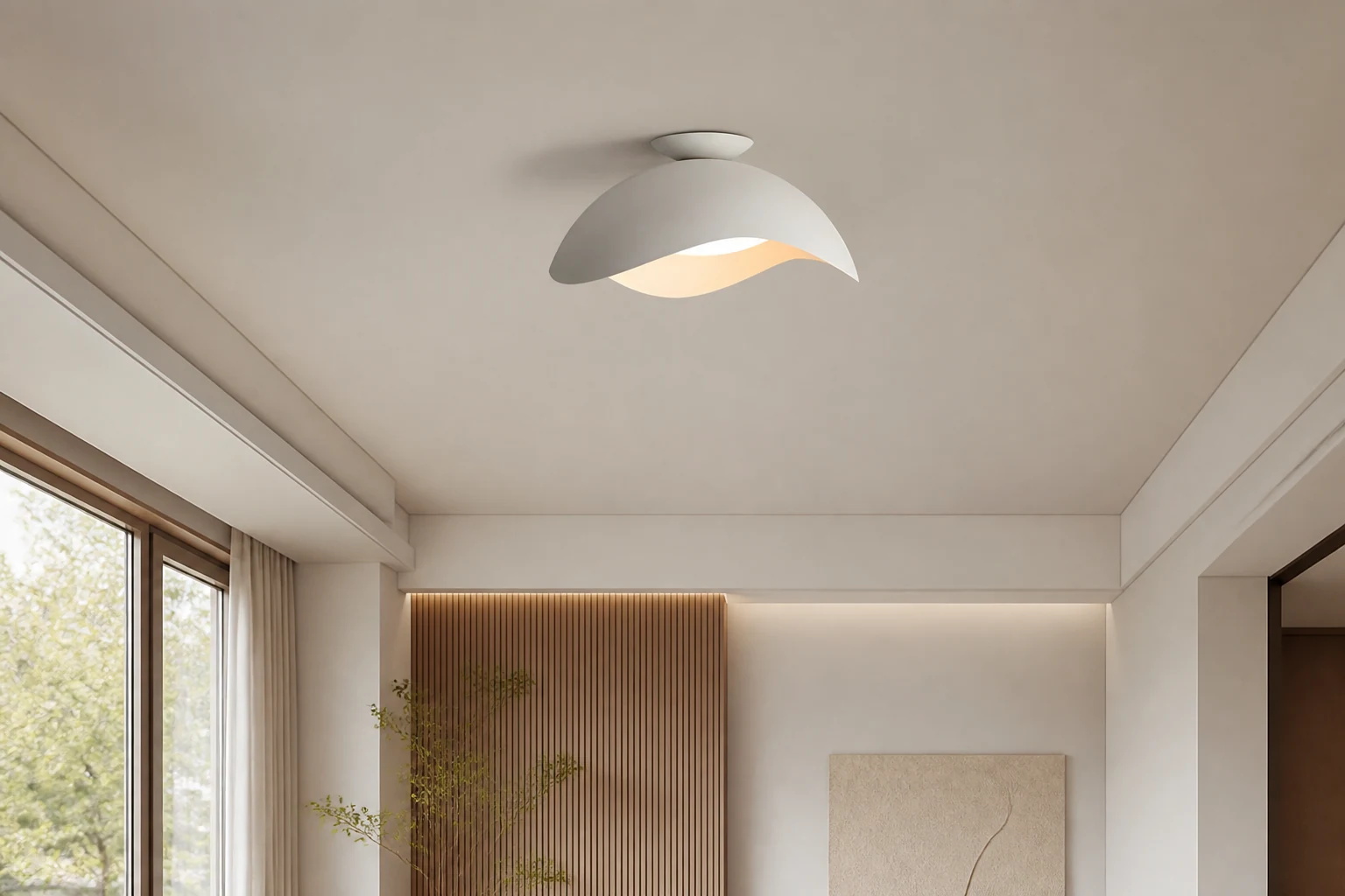 Prosta lampa sufitowa Wave M23, scena lifestylowa