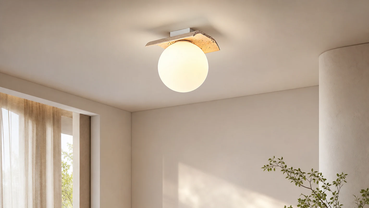Lampa Sufitowa Bianca Globe D689 zamontowana w jasnym wnętrzu