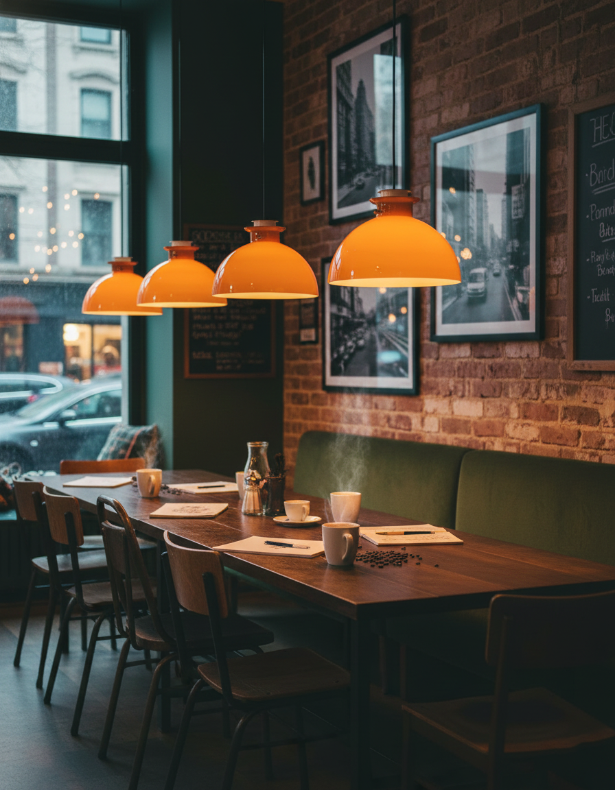 Lampy wiszące Glebe w kawiarni lub restauracji