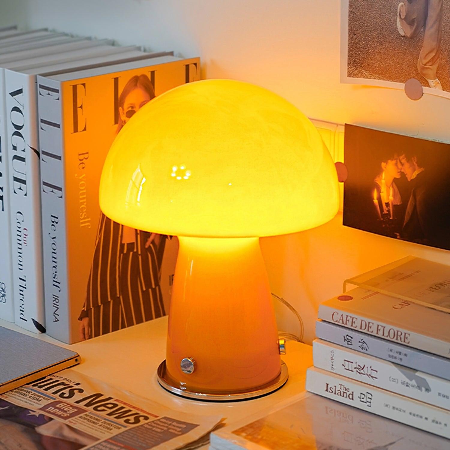 Vintage Bauhaus Glass Mushroom Table Lamp S79