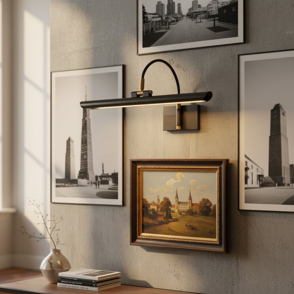 Aurix Picture Light - Slim Shade Artwork Illumination Metal Finish Wall Fixture for Gallery T608