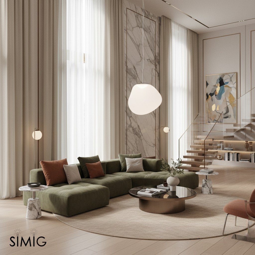 Dynamic Surface Pendant Light For Living Room S09