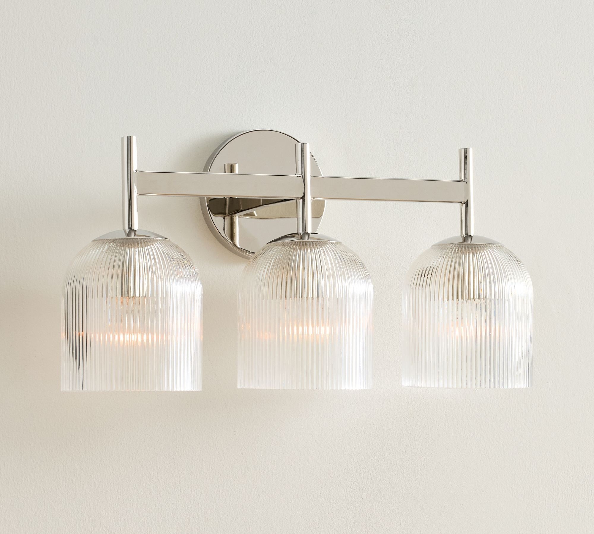 Bravira Ribbed Glass Sconce - Metal Wall Light with Clear Glass Shade T074