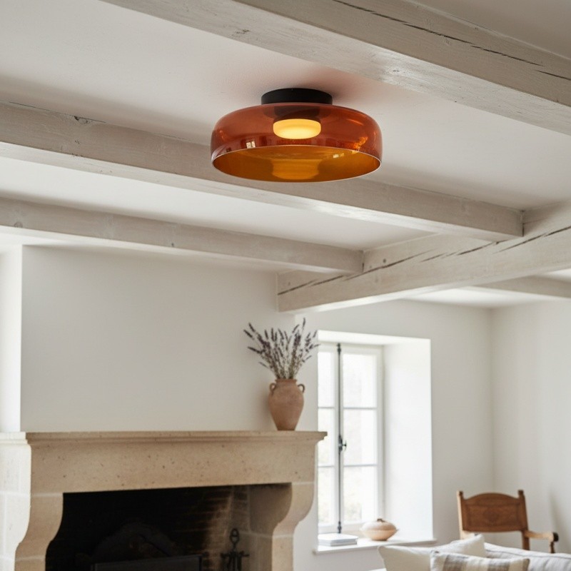 Celestial Modern Glass Ceiling Light - Nordic Design  Glass Disc Fixture for Bedroom and Dining T585