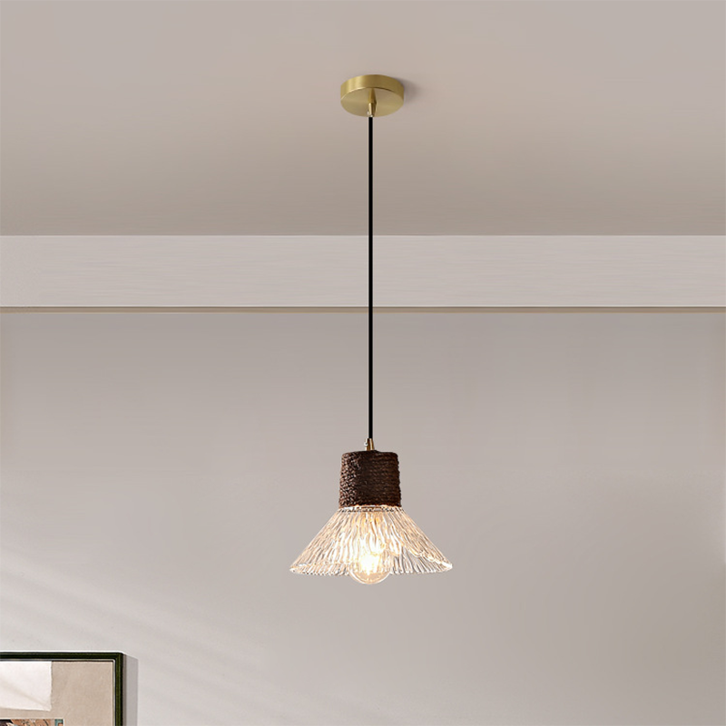 Nordic Hemp Rope Glass Pendant Light D938