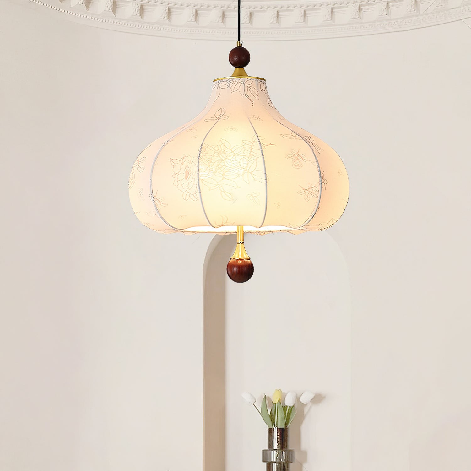 French Retro Fabric Pattern Pendant Lamp M77