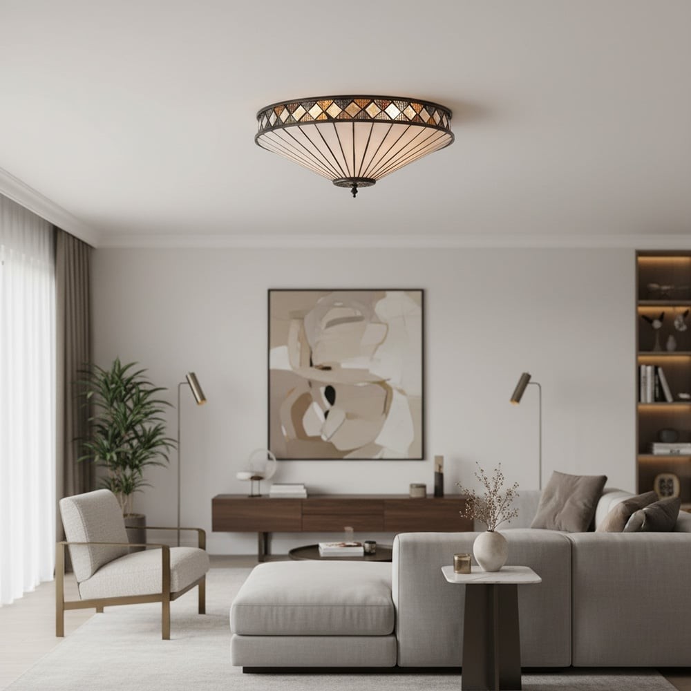 Fargo Tiffany Artistic Crystal Accents Ceiling Lamp for Living Room T466