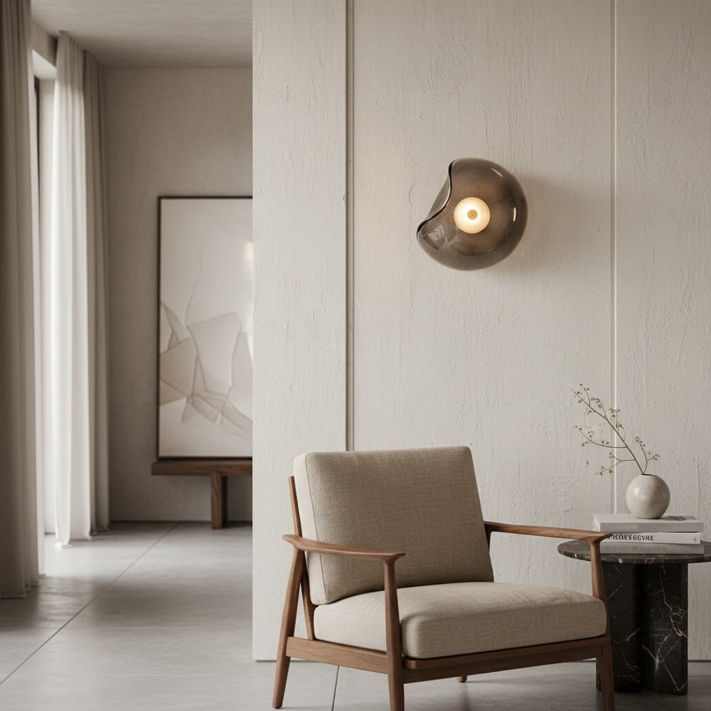 Lunacrest Curved Nebula Inspired Wall Light - Artistic Glass Lighting for Hallway T584