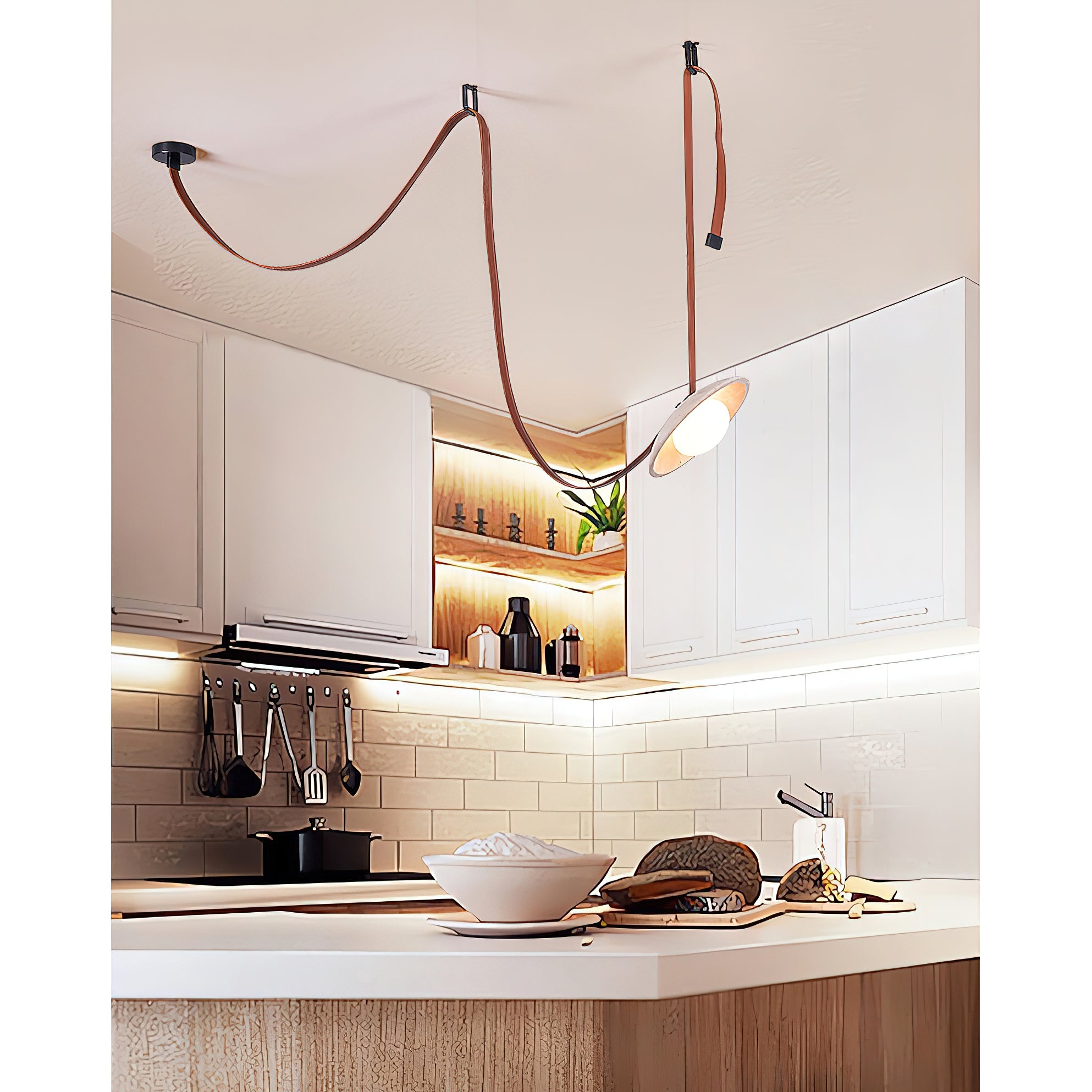 Light Rail Leather Pendant Lamp D688
