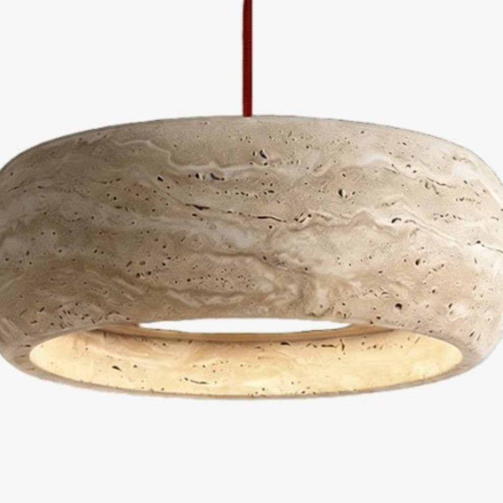 Kairis Travertine Natural Stone Pendant Light - Vintage Style Lighting for Dining and Living Spaces T559