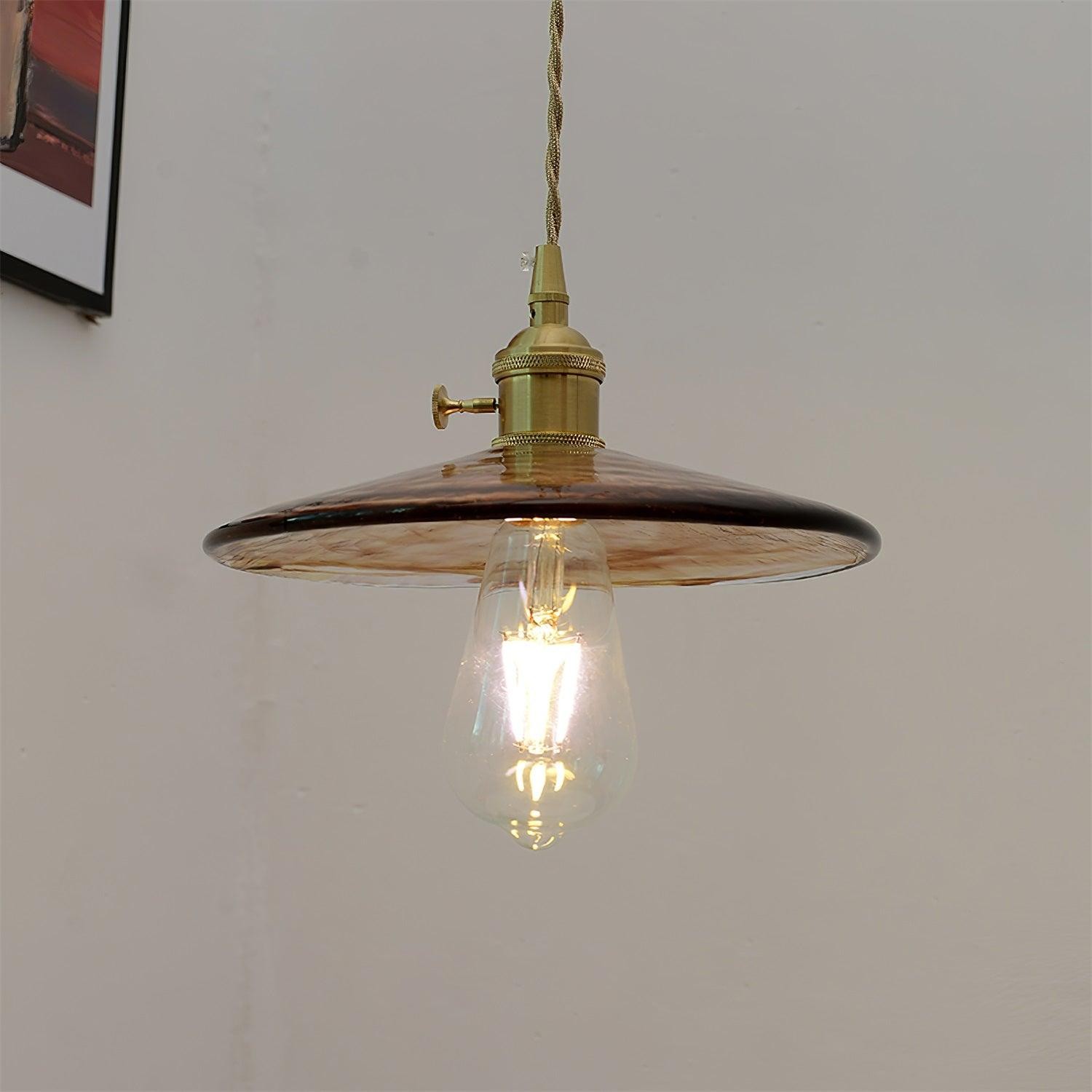 Brass Vintage Clear Glass Pendant Light M34