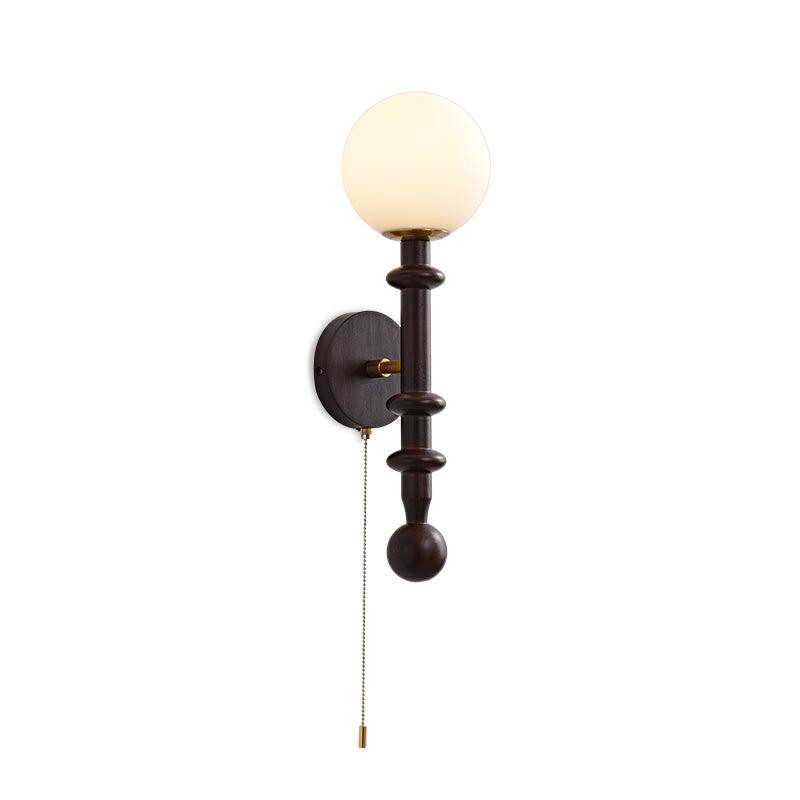 French Simple Vintage Bedside Wooden Glass Wall Lamp M428