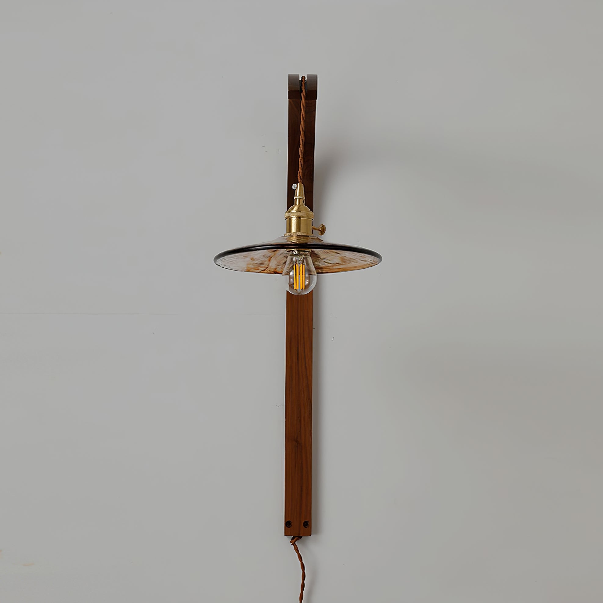 Curved Walnut Ceramic Plug-in Wall Light D498