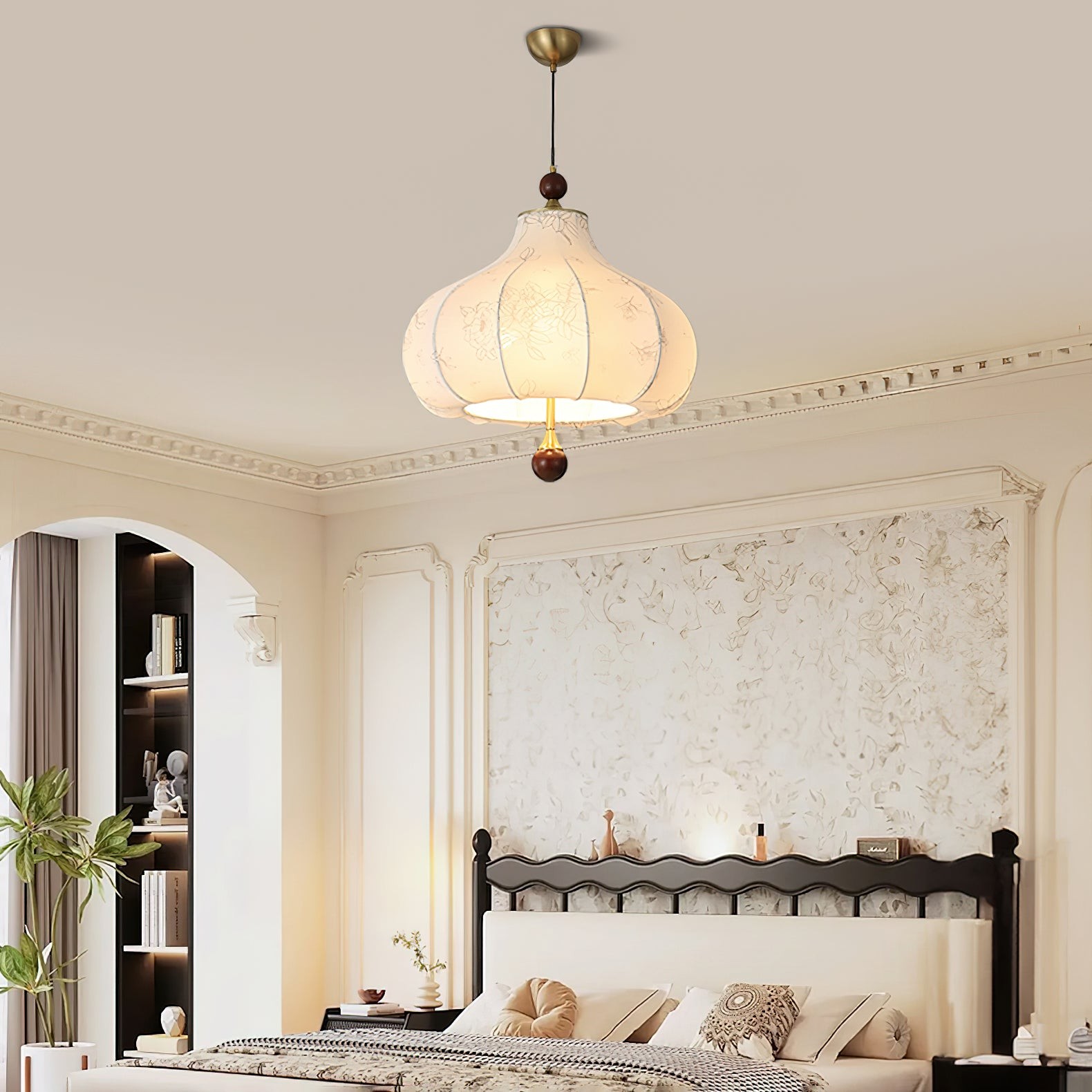 French Retro Fabric Pattern Pendant Lamp M77