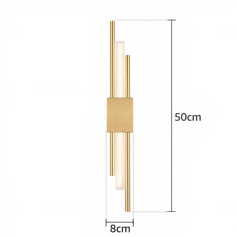 Schemat wymiarowy kinkietu M154 przedstawiający szerokość 8 cm i wysokość 50 cm