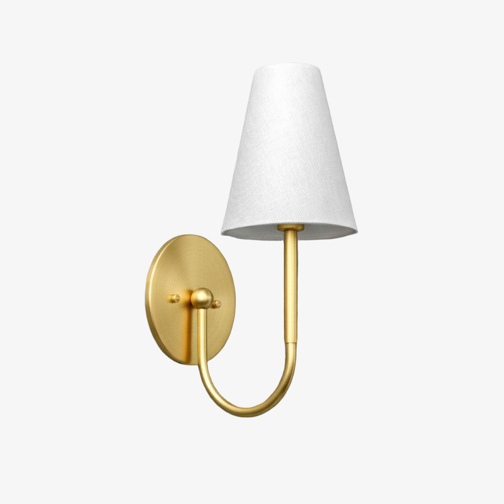 Curva Metal Collection Traditional Wall Light - Brass Finish with Shade T399
