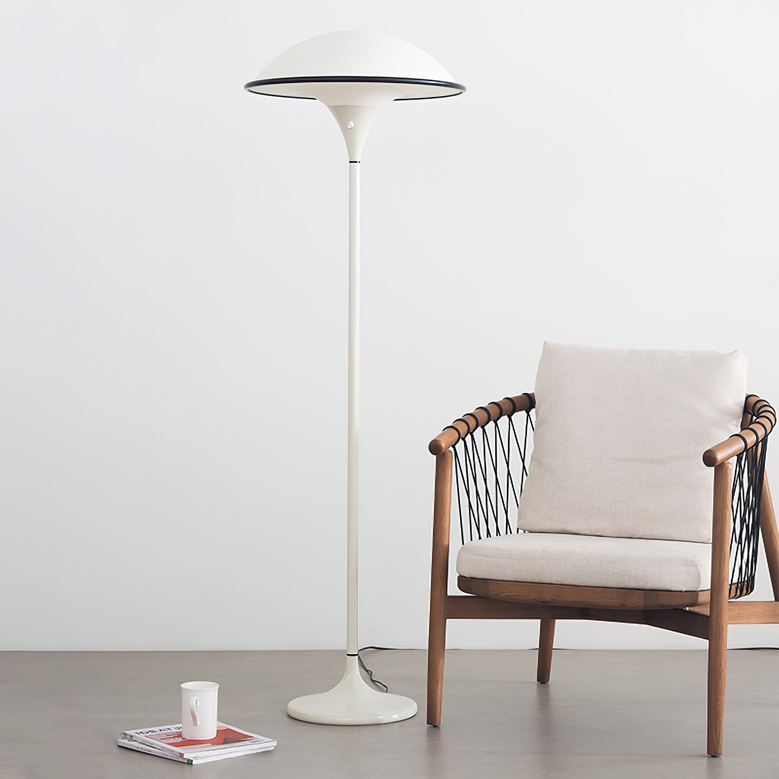 Danish Retro White Flying Saucer Floor Lamp M379