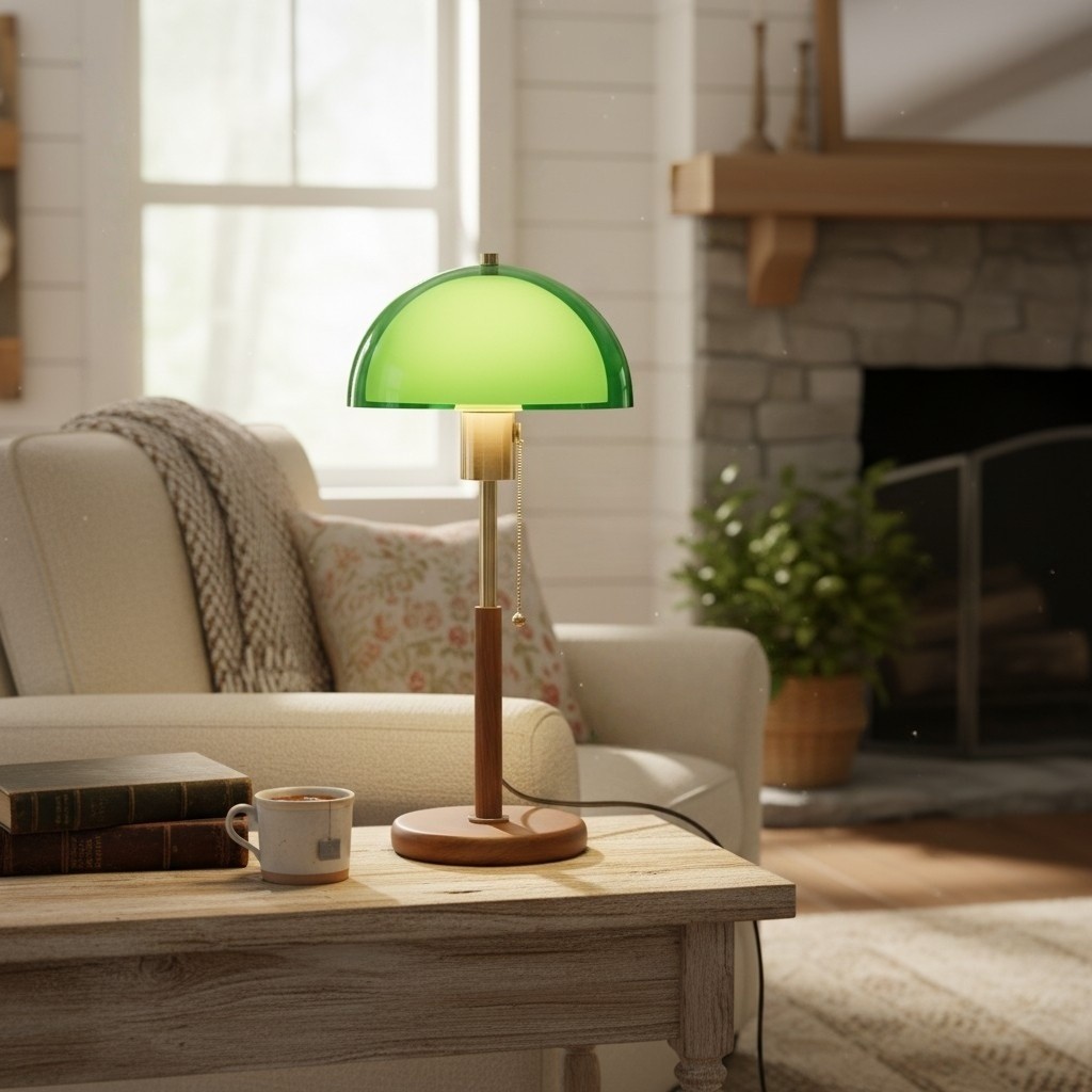 Afterglow Table Lamp Rounded Shade Bedside Accent Table Lamp - Modern Retro Style for Bedroom T582