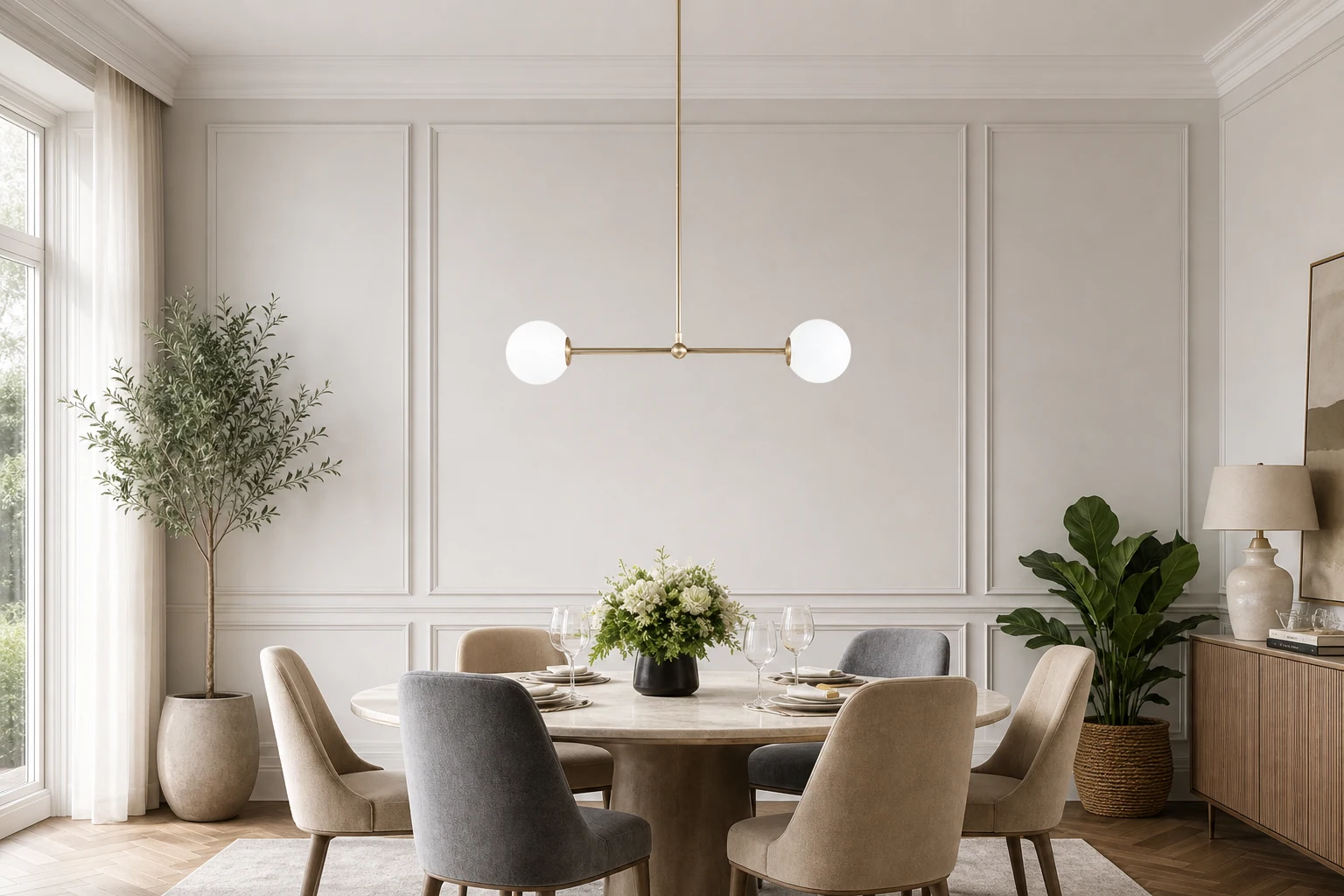 Scena w stylu lifestylowym z lampą wiszącą TREJOR
