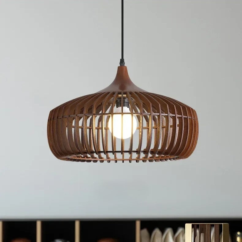 The Halo of Zen Japandi Wood Pendant Light D837