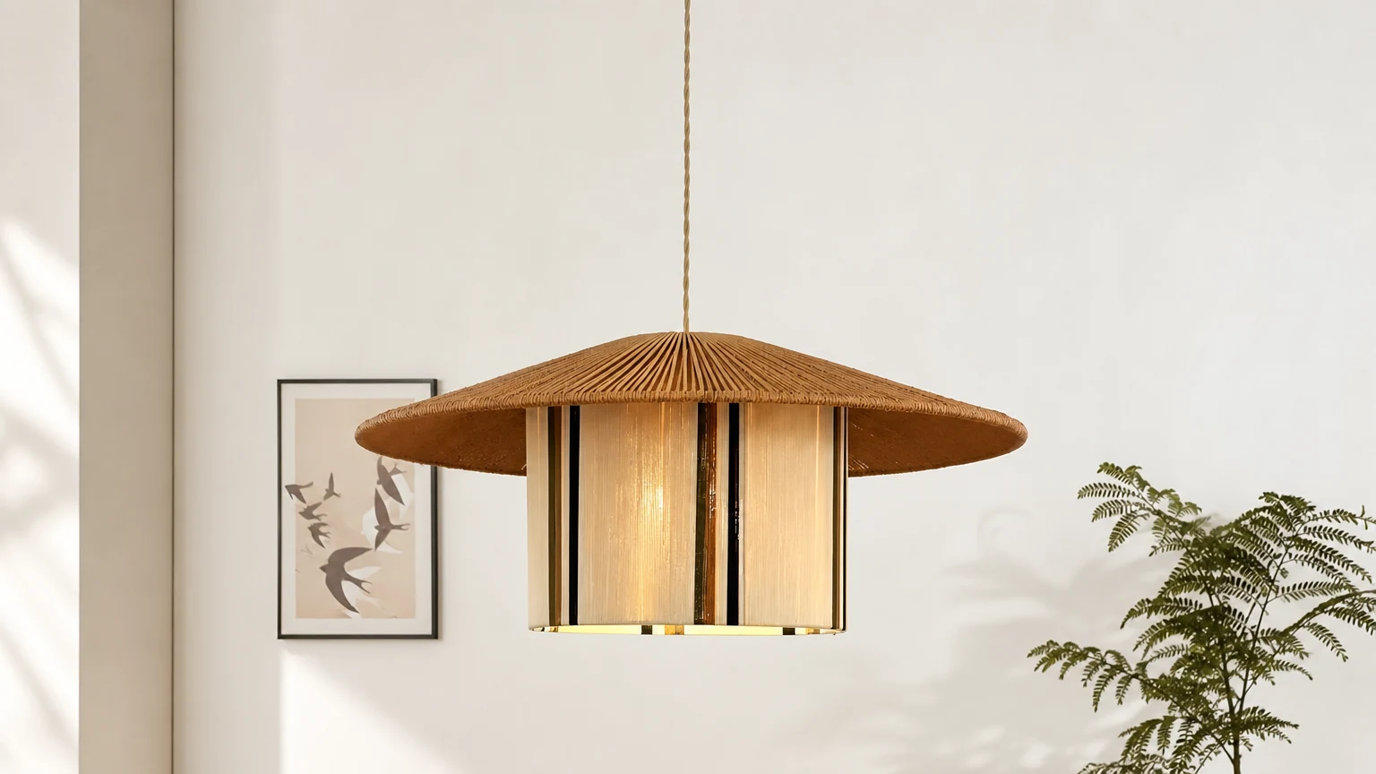 Literacka lampa wisząca D314 w ciepłej scenerii wnętrza