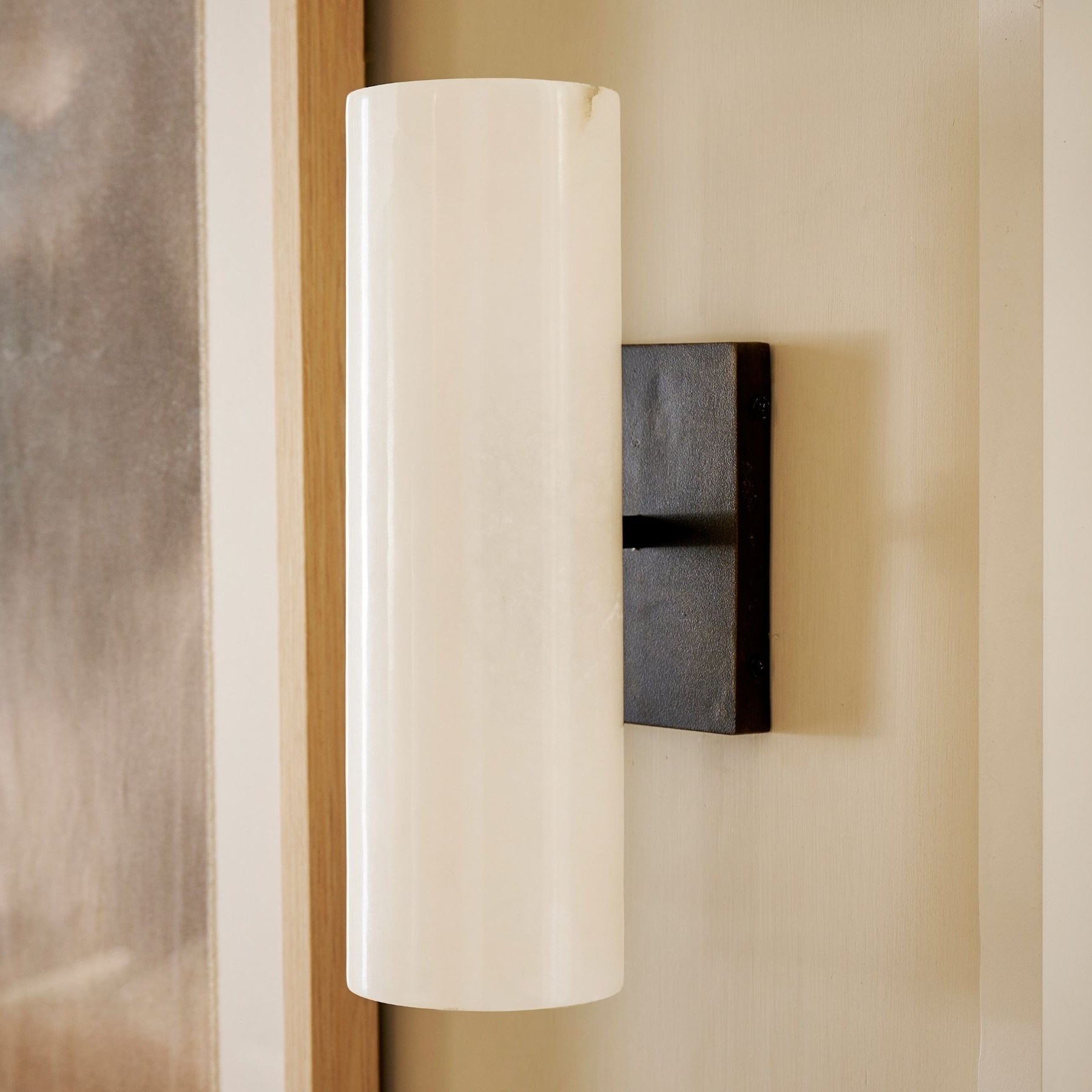 Wolvina Natural Marble Tube Sconce with Sleek Metal Details T188