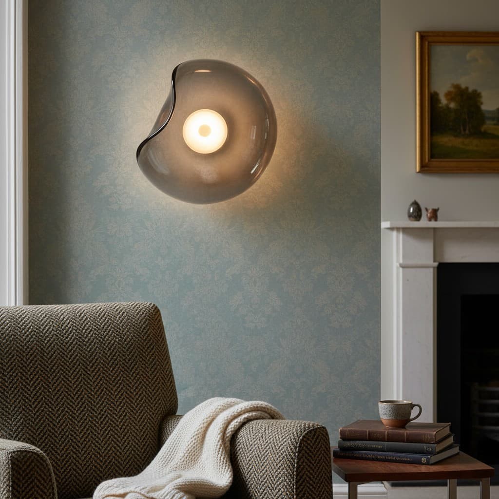 Lunacrest Curved Nebula Inspired Wall Light - Artistic Glass Lighting for Hallway T584