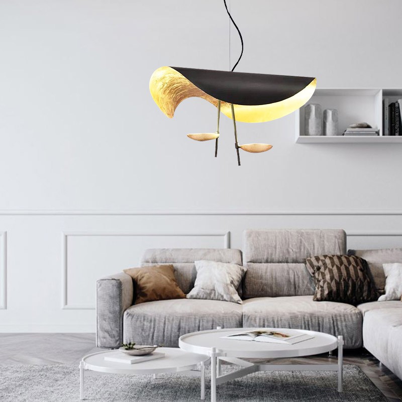 Modern Foil Curved Metal LED Pendant / Ceiling light for Bedroom