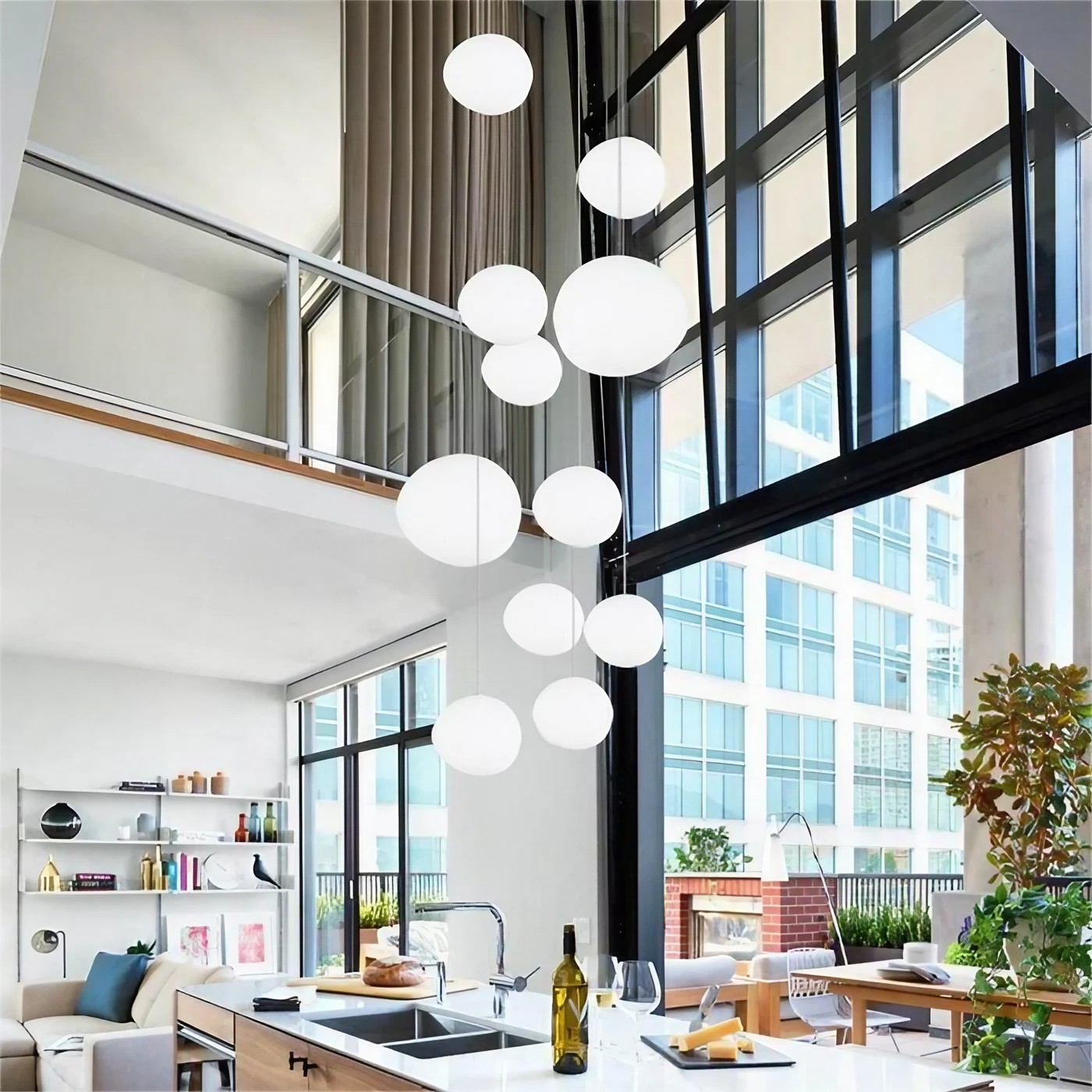 Stone Shape Opal Glass Pendant Light S05