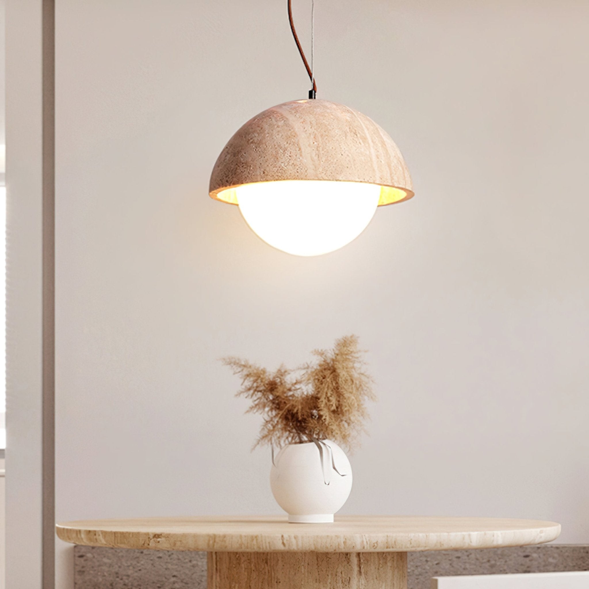 Travertine Creative Hemispherical Pendant Lamp M75