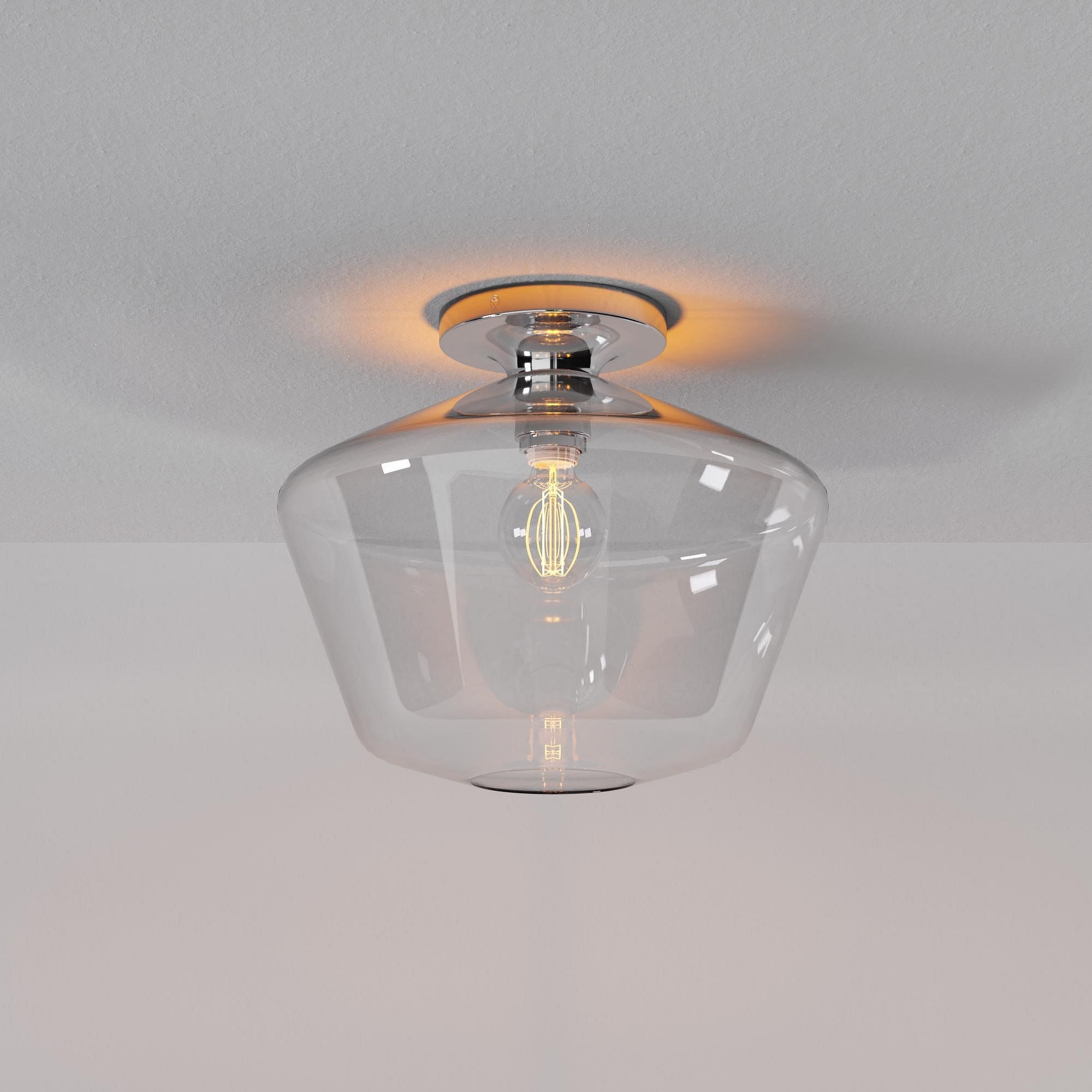Merin Minimalist Sleek Geometric Glass Flushmount Light T155