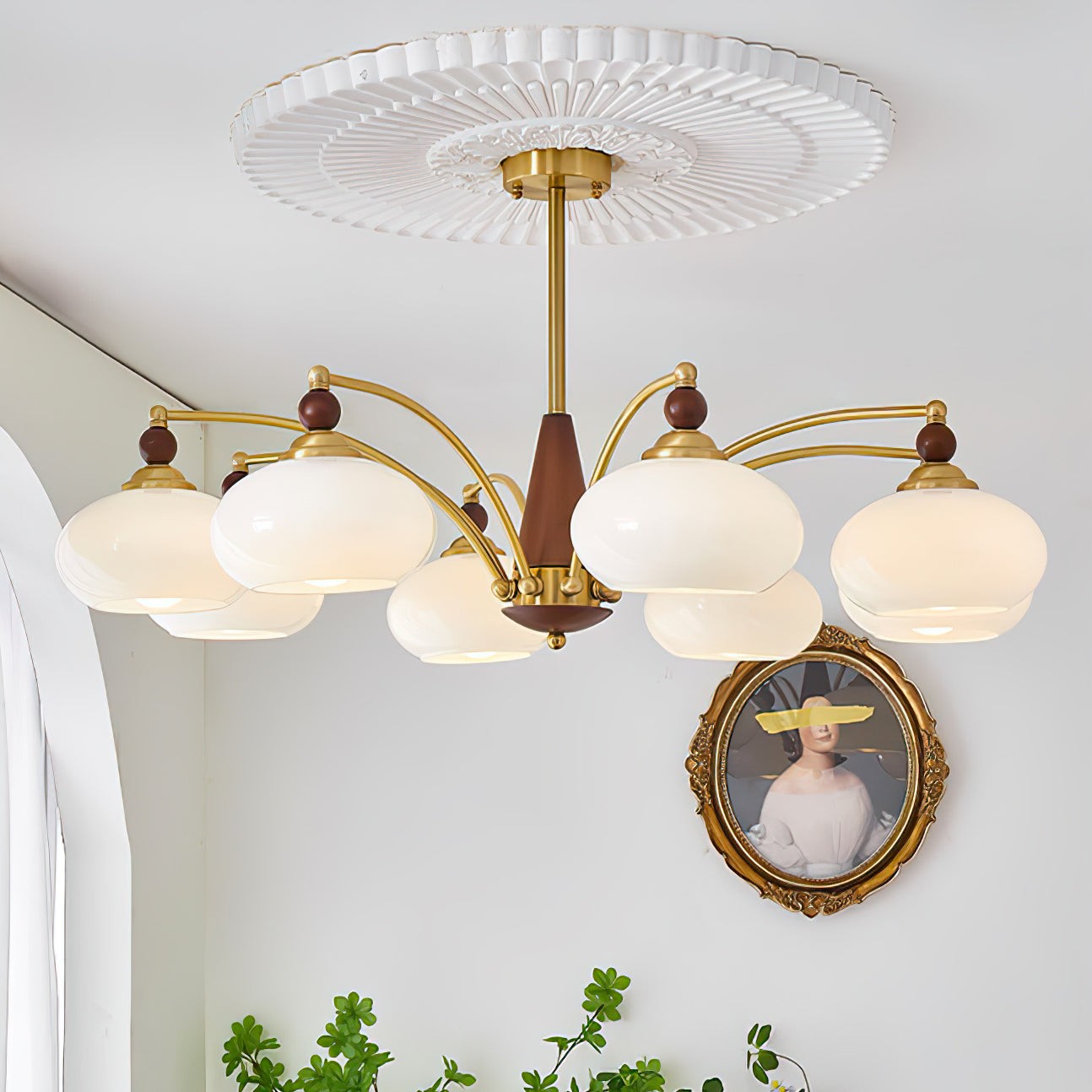 Vintage Multihead Persimmon Chandelier M431