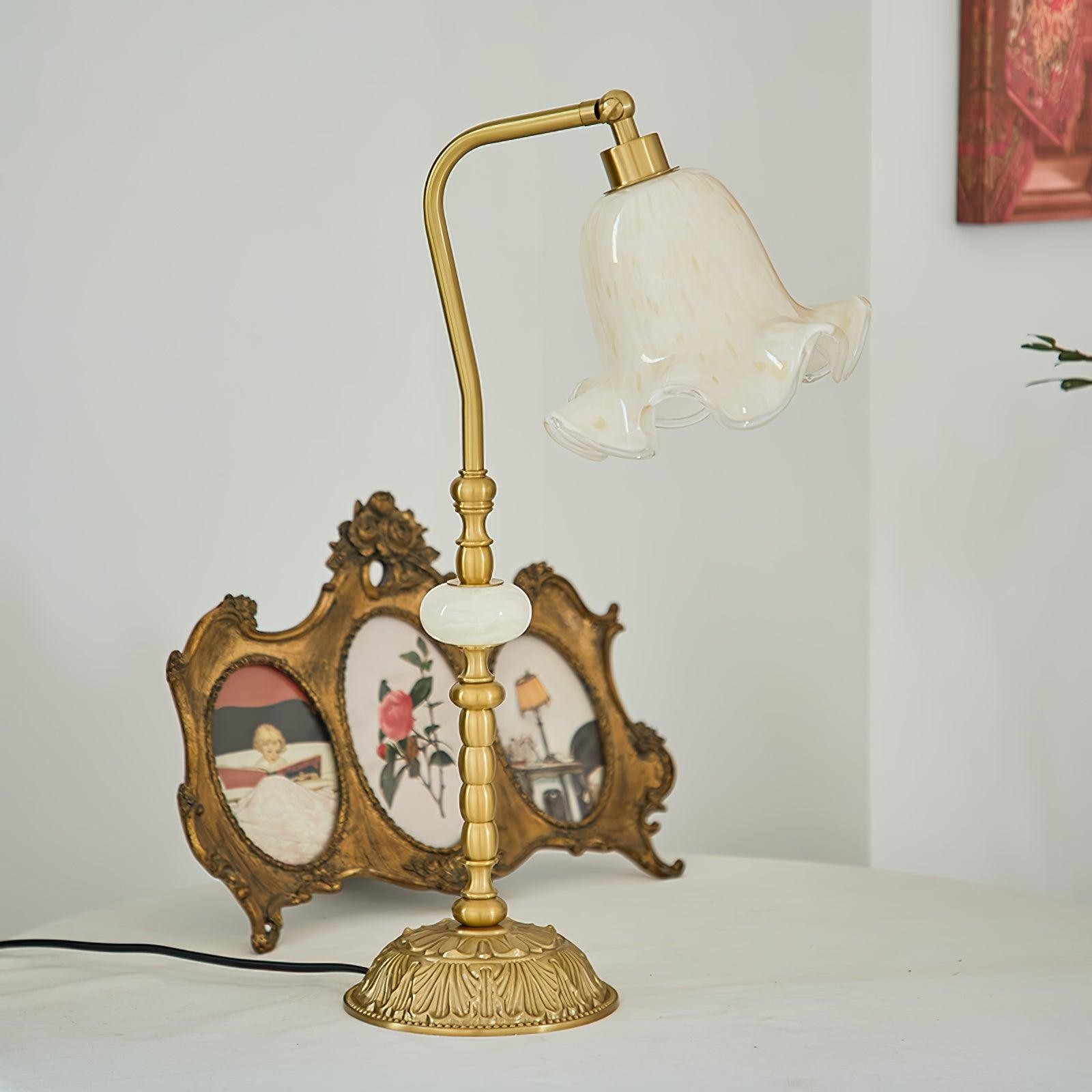 Classic Stylish White Tulip Brass Table Lamp M07