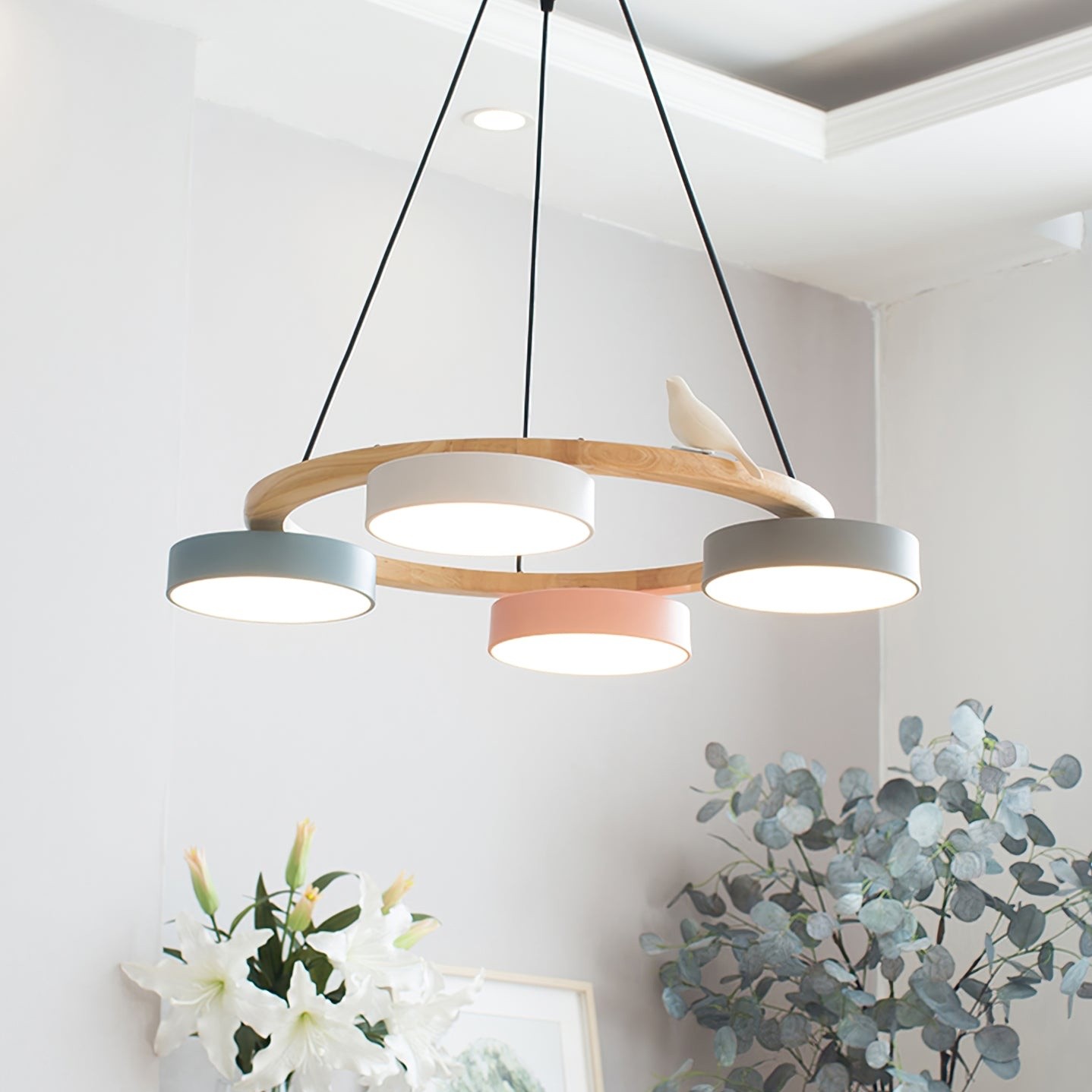 Nordic Wooden Bird Creative Round Chandelier S187