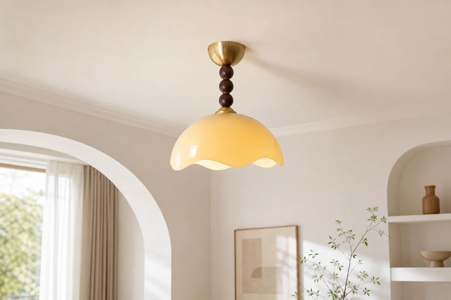 Lampa sufitowa Wave w dodatkowej scenie pokoju lifestylowego