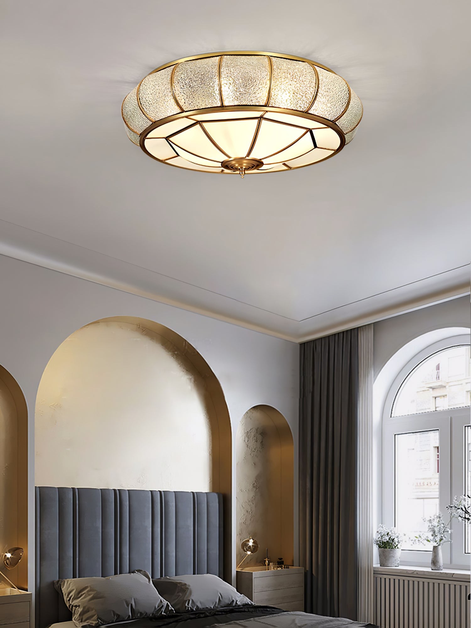 Round Textured Glass Ceiling Light M520