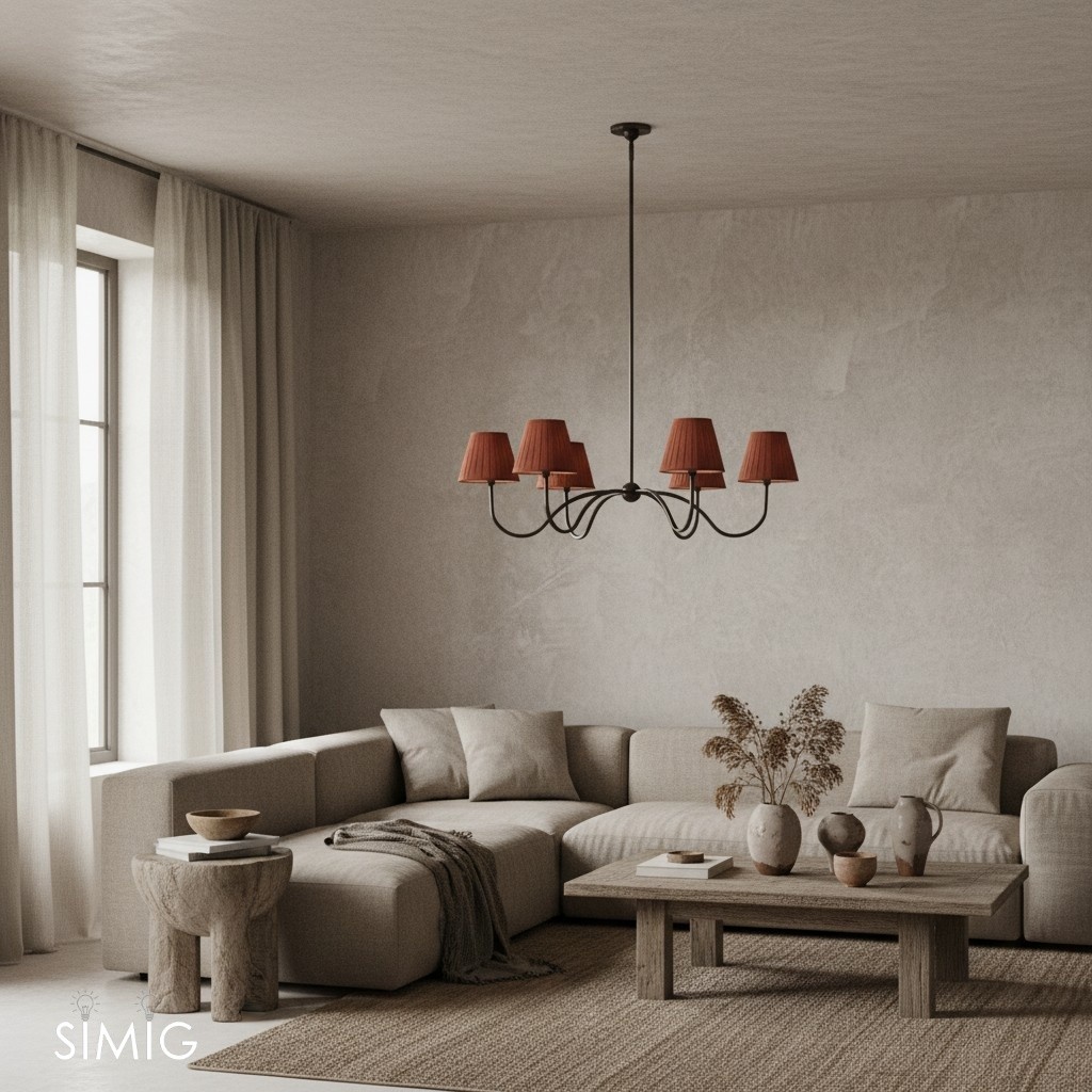 Luvora Modern Multi-Head Pleated Shade Chandelier - Stylish Fabric Ceiling Fixture T035