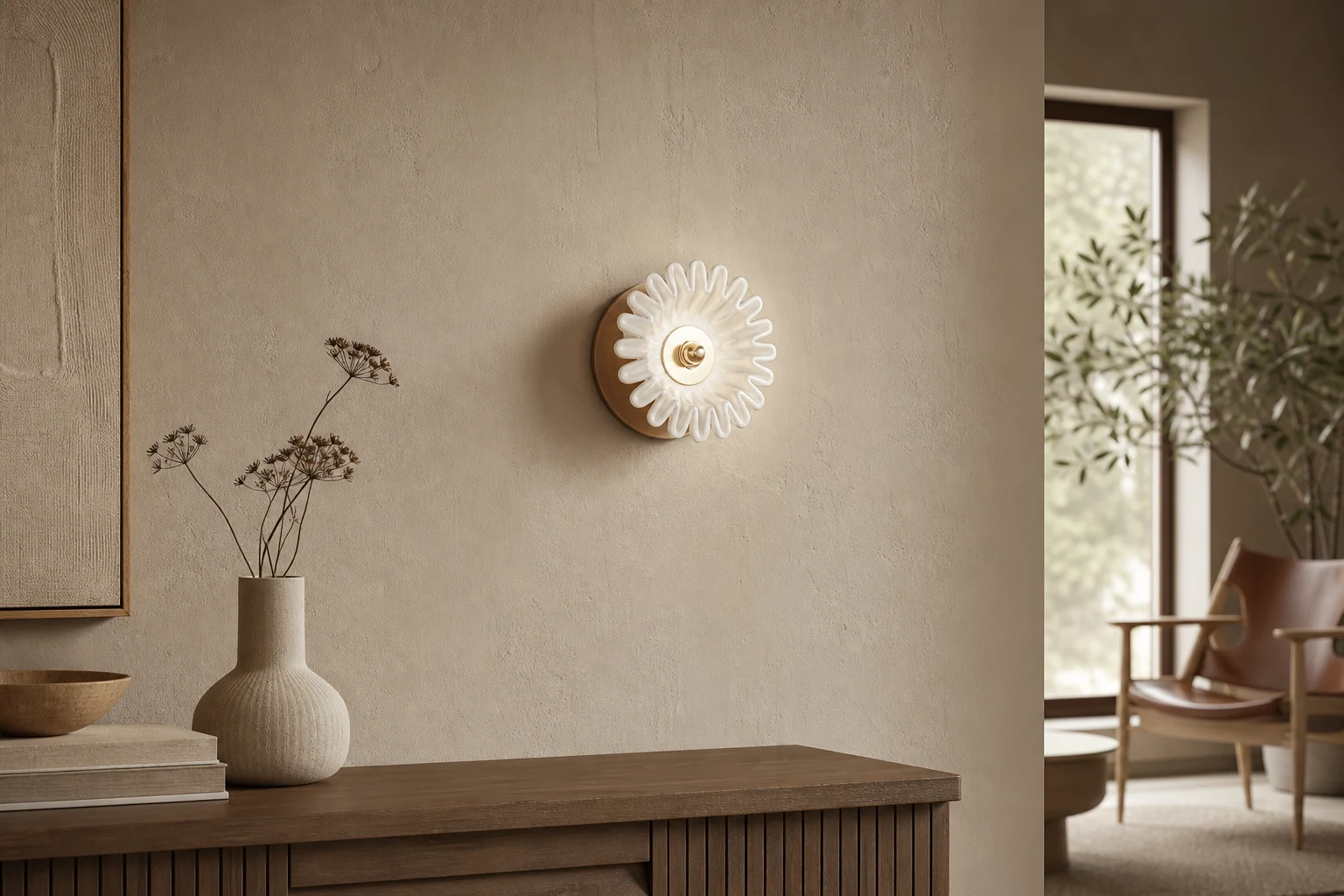 Kinkiet Lola Surface pokazany we wnętrzu lifestylowym