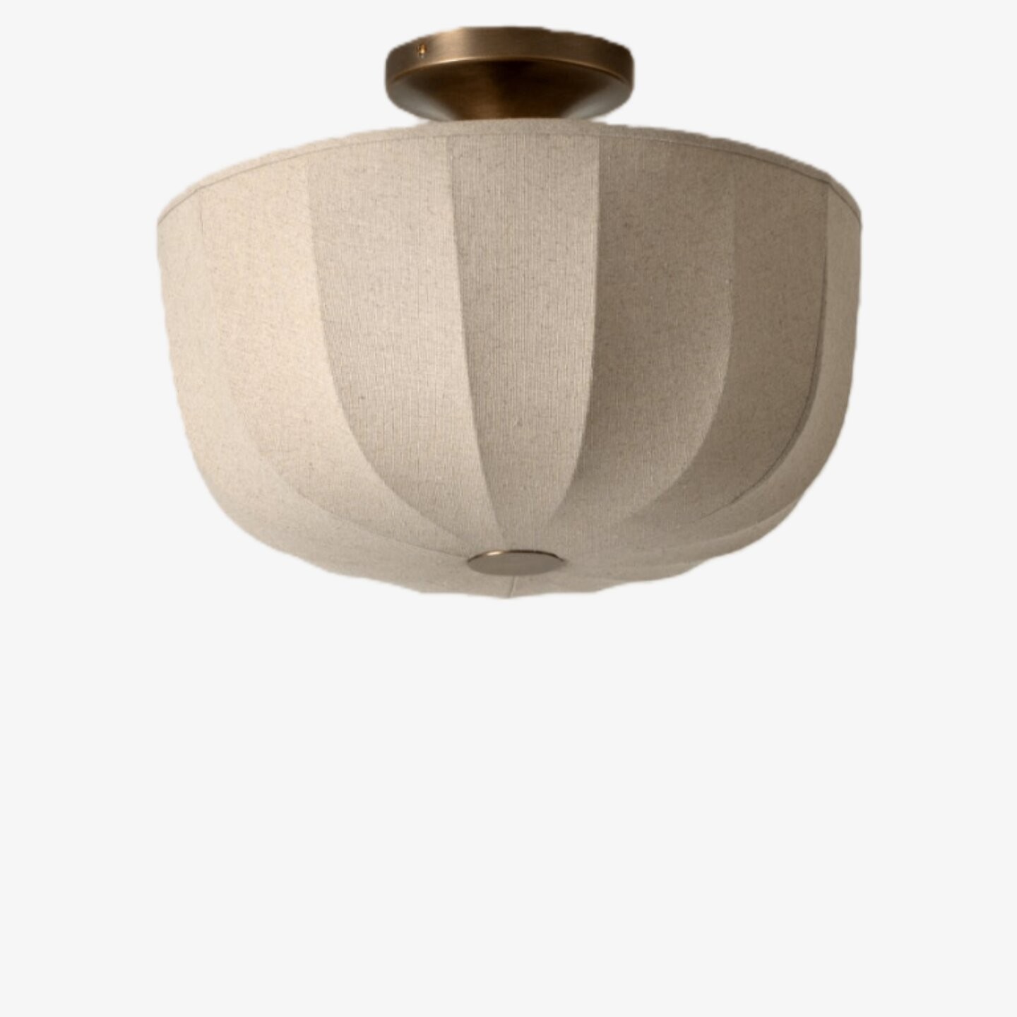 Loomis Flush Ceiling Lamp - Textured Linen Shade Aged Brass Modern Ceiling Light for Living Rooms T480