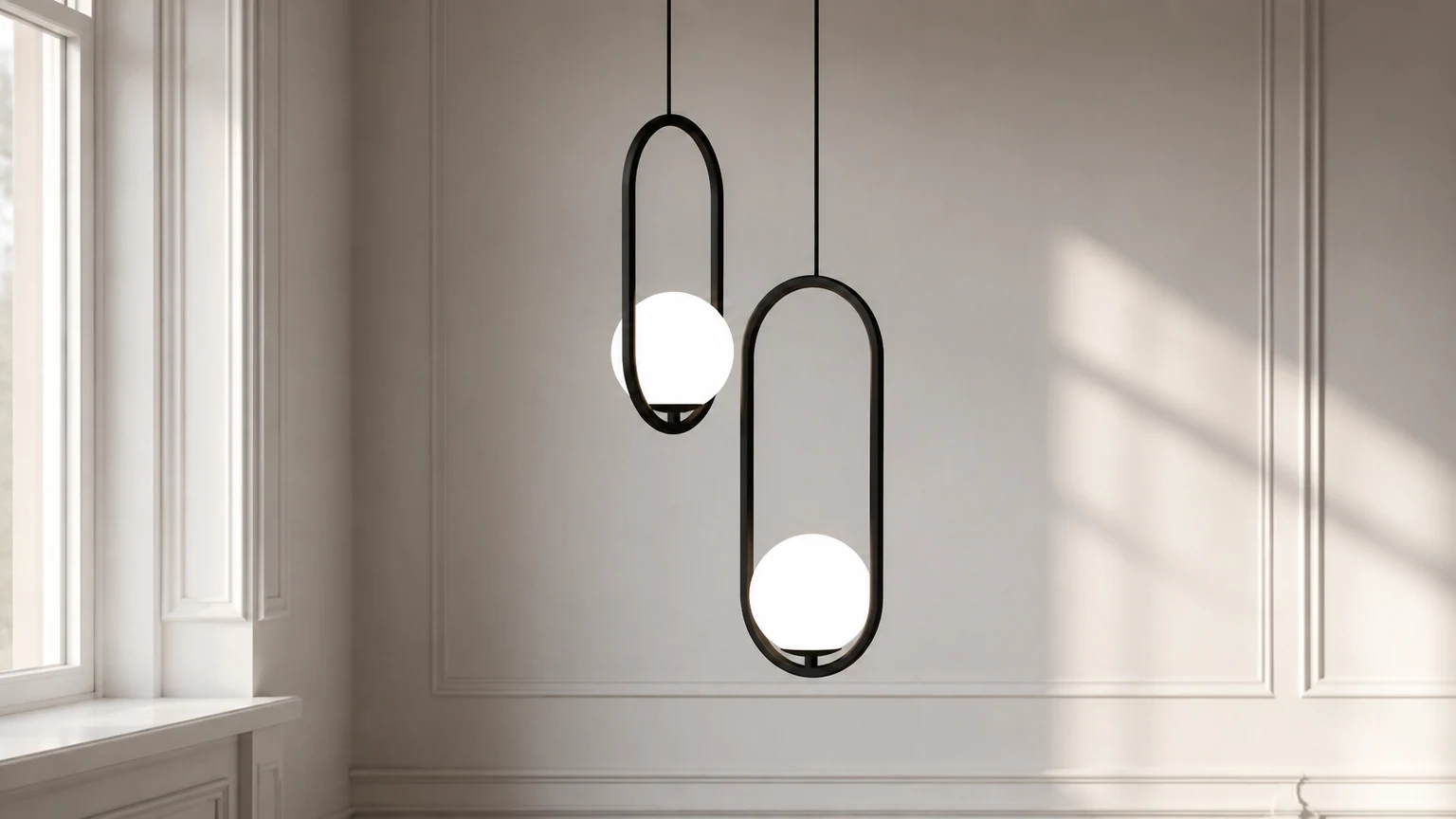 Nowoczesna, geometryczna, metalowa lampa wisząca do aranżacji wnętrz