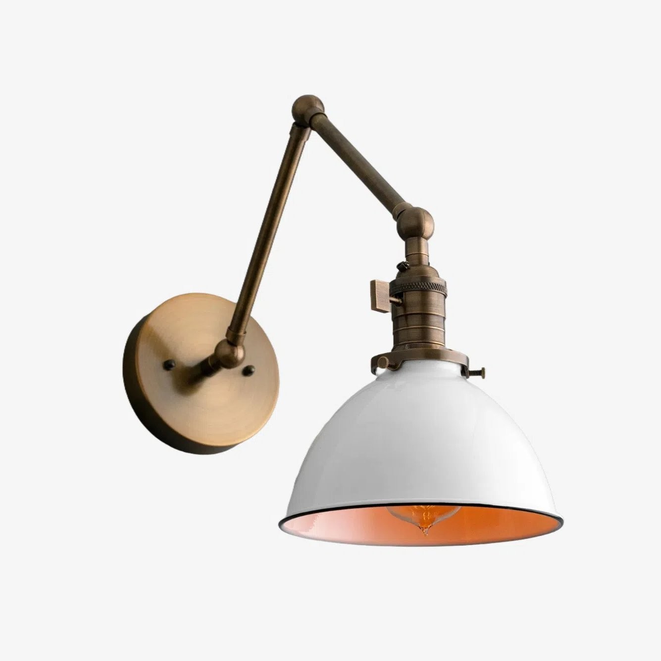 Conique Metal Vintage Industrial Swing Arm Wall Lamp - Adjustable Dome Shade for Study T313