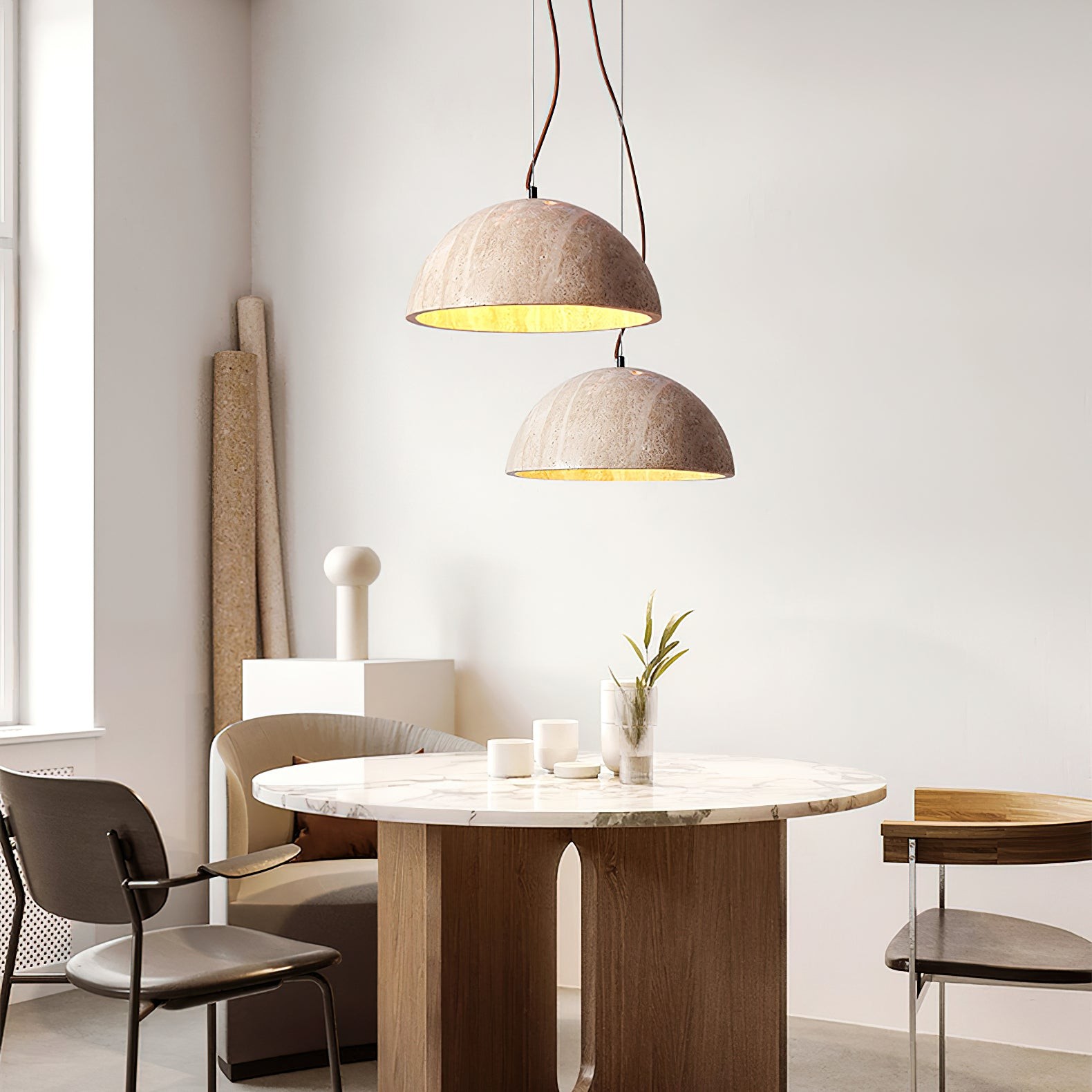 Travertine Creative Hemispherical Pendant Lamp M75