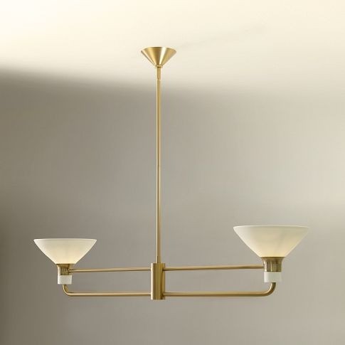 Calvor Adjustable Linear Chandelier – Porcelain & Bronze Pendant Light for Dining Rooms T126
