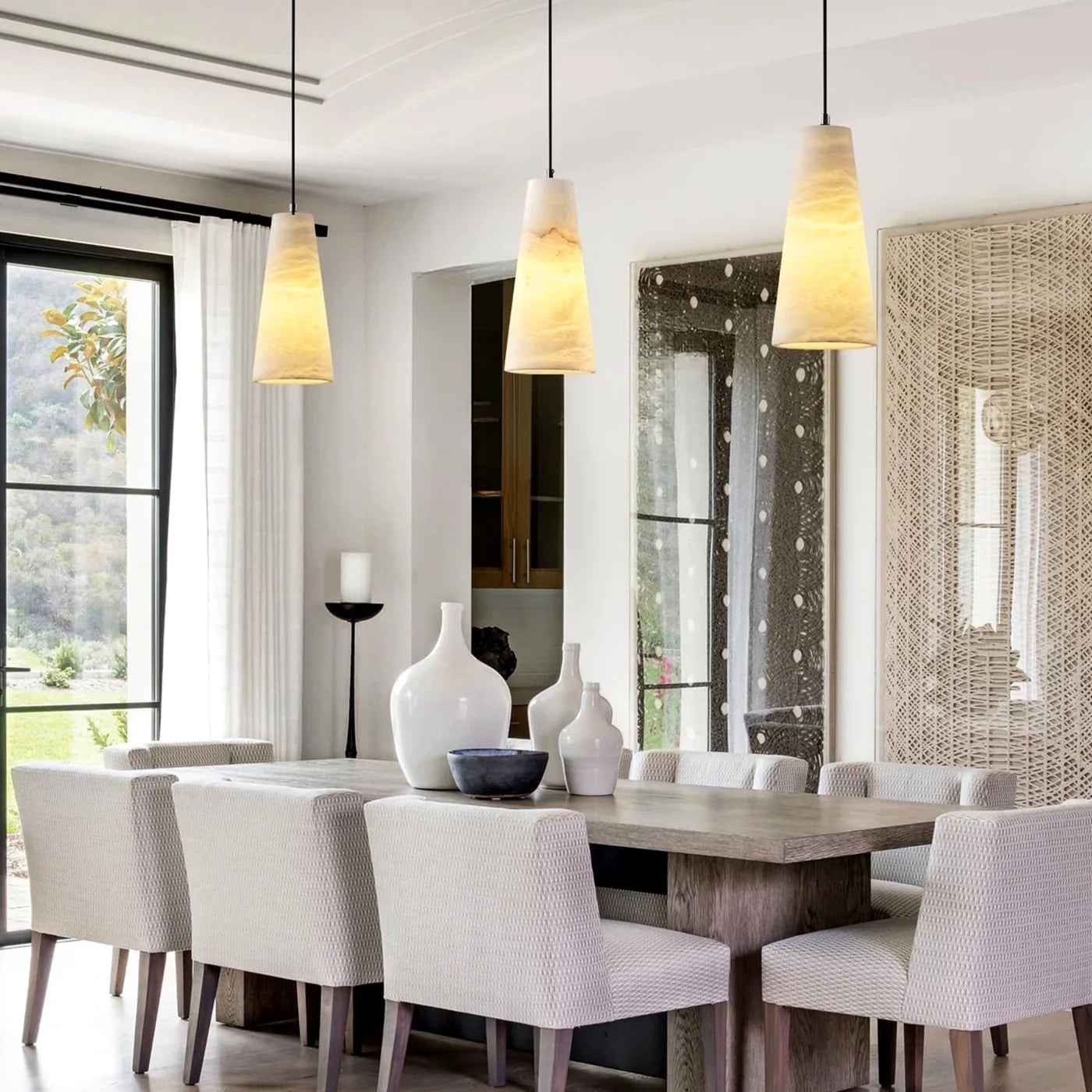 Aurora Pillar Alabaster Pendant Light D947